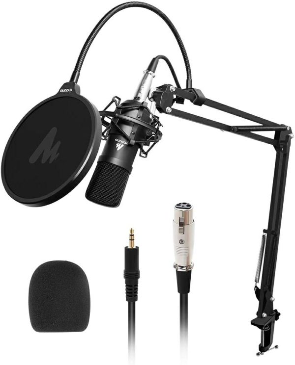 Audio & Video |   Au-A03 Condenser Microphone Kit Podcast Mic With Boom Arm Microphone Stand Black Audio & Video Audio & Video