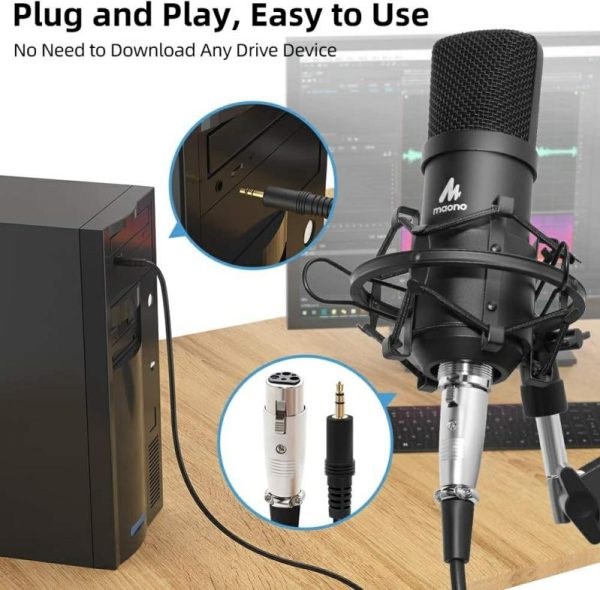 Audio & Video |   Au-A03 Condenser Microphone Kit Podcast Mic With Boom Arm Microphone Stand Black Audio & Video Audio & Video