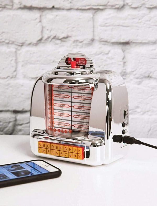 Audio & Video |   Diner Jukebox Tabletop Radio, Silver Audio & Video Audio & Video