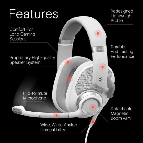 Audio & Video |   H6 Pro – Open Acoustic Gaming Headset With Mic Lightweight Headband Comfortable And Durable Design White, Wired Audio & Video Audio & Video