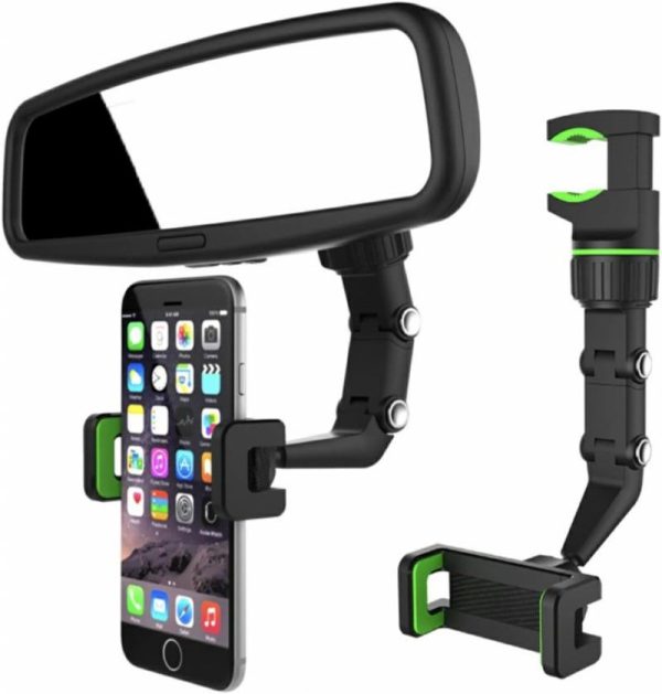 Phone Holder & Charger |   360 Rearview Universal Mirror Phone/Gps Holder – Green Car Accessories Phone Holder & Charger