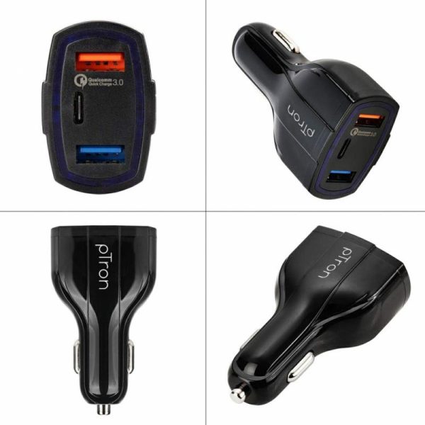 Phone Holder & Charger |   Bullet Pro 36W Pd Quick Charger, 3 Port Fast Car Charger Adapter – Compatible With All Smartphones & Tablets (Black) Car Accessories Phone Holder & Charger