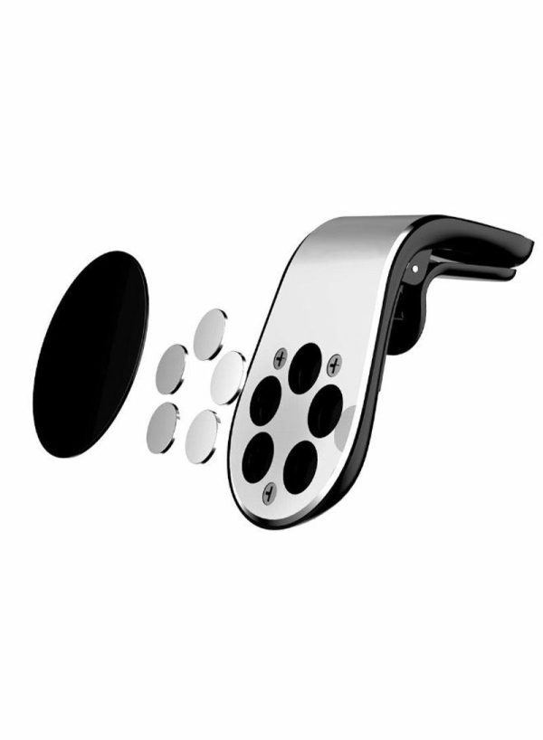 Phone Holder & Charger |   Car Air Vent Magnetic Phone Holder Silver/Black Car Accessories Phone Holder & Charger