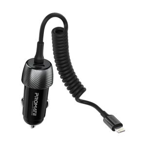 Phone Holder & Charger |   Car Charger With Cable With 33 Pd, Usb-C Port, 20W Lightning Coiled Cable, Powerdrive-33Pdi Car Accessories Phone Holder & Charger