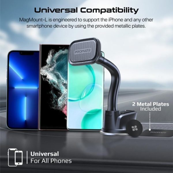 Phone Holder & Charger |   Car Phone Mount With 360 Degree Design, N52 Powerful Magnet And Slip-Proof Surface, Magmount-L Car Accessories Phone Holder & Charger