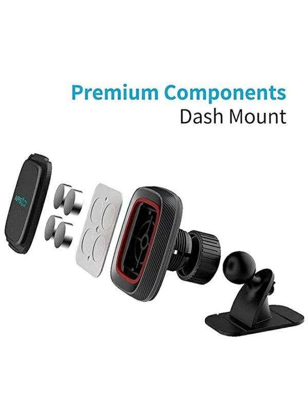 Phone Holder & Charger |   Magnetic Dashboard Car Mount Holder Black/Red Car Accessories Phone Holder & Charger