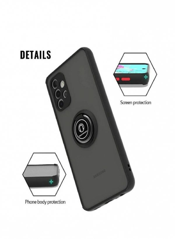 Phone Holder & Charger |   Matte Back Cover Case With 360 Rotational Car Mount Magnetic Ring Holder For Samsung A52 5G Black Car Accessories Phone Holder & Charger