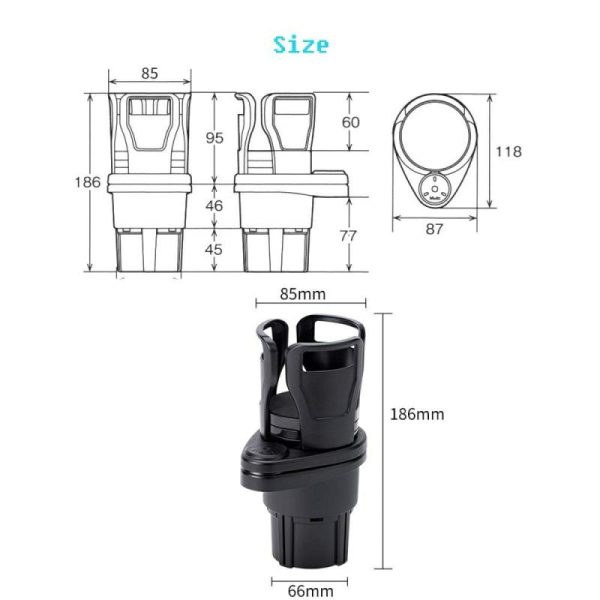 Phone Holder & Charger |   Nstart Universal Car Cup Holder Expander Adapter, 2 In 1 Multifunctional Dual Cup Mount Extender Organizer Car Accessories Phone Holder & Charger