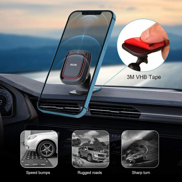 Phone Holder & Charger |   Phone Holder For Car Magnetic Dashboard Mobile Mount 2 Metal Plates Universal 360 Rotation Car Accessories Phone Holder & Charger