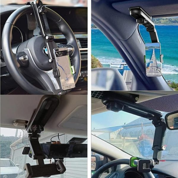 Phone Holder & Charger |   Sun Visor Car Phone Holder Mount Multifunctional Cell Phone Stand Green Car Accessories Phone Holder & Charger