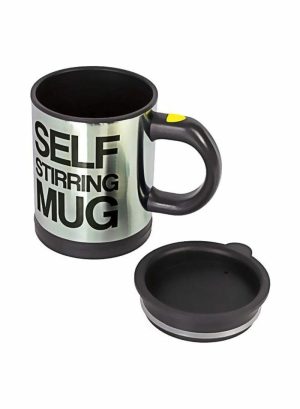 Seat Cushions & Accessories |   Electric Self Stirring Mug Silver/Black Car Accessories Seat Cushions & Accessories