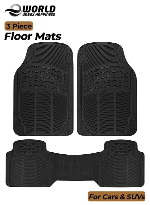 Seat Cushions & Accessories |   Set Proline Trimmable Floor Mats For Cars Trucks Jeeps Vans And Suvs Universal Fit Design Black With Anti-Slip Feature – 3 Pieces Car Accessories Seat Cushions & Accessories