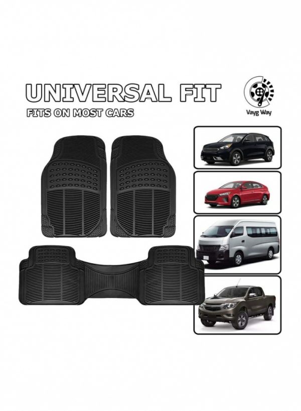 Seat Cushions & Accessories |   Set Proline Trimmable Floor Mats For Cars Trucks Jeeps Vans And Suvs Universal Fit Design Black With Anti-Slip Feature – 3 Pieces Car Accessories Seat Cushions & Accessories