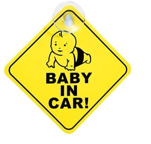 Sticky Pads & Car Mat |   Baby In Car Sign With Suction Cups For Car Window, Reflective Vehicle Car Signs, Kids Safety War&Ing Sign (12X12Cm) Car Accessories Sticky Pads & Car Mat