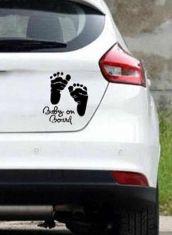 Sticky Pads & Car Mat |   Baby On Board Funny Foot Print Car Sticker Car Accessories Sticky Pads & Car Mat