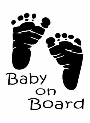 Sticky Pads & Car Mat |   Baby On Board With Baby Footprint Prompt Car Stickers Car Accessories Sticky Pads & Car Mat