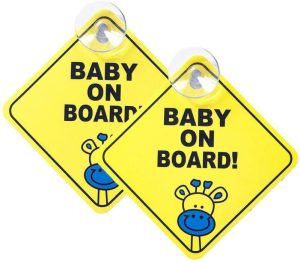 Sticky Pads & Car Mat |   Chizea Baby On Board Sign For Car, 2Pcs Kids Safety Warning Sticker With 4Cm Suction Cups, Removable Car Accessories Sticky Pads & Car Mat