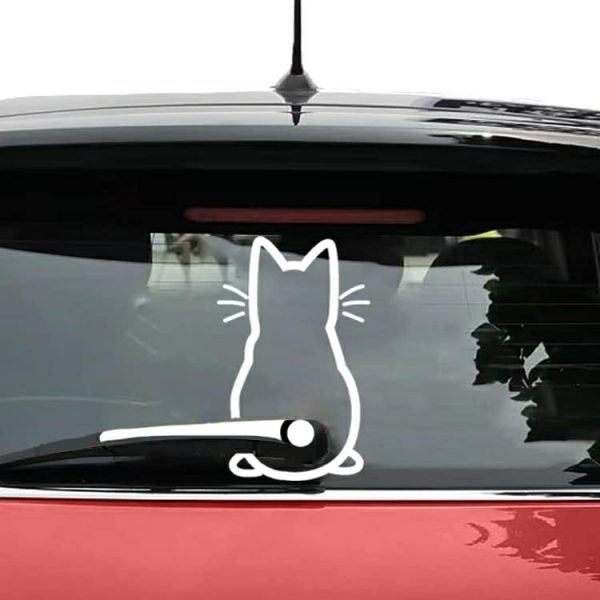 Sticky Pads & Car Mat |   Cute Cat Dog Car Sticker Carwindshield Wiper Car Window Loptop Decoration Funny Bumper Decal Legacy Car Accessories Sticky Pads & Car Mat