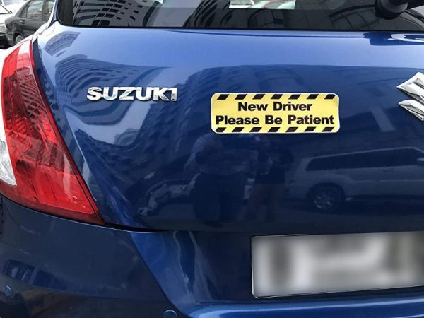 Sticky Pads & Car Mat |   New Driver Please Be Patient Car Sign Vinyl Sticker, Bold Text, Highly Reflective Caution Sticker For Beginner New Car Suv Van Drivers (6.5X20Cm) Car Accessories Sticky Pads & Car Mat