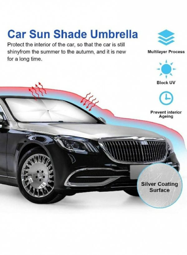 Sun Protection |   Car Sun Shade For Windshield Foldable Sunshades Umbrella For Car Front Easy To Store And Use Protect Vehicle From Uv Sun And Heat Car Accessories Sun Protection