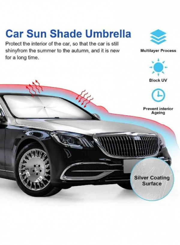 Sun Protection |   Car Sun Shade For Windshield Foldable Sunshades Umbrella For Car Front Easy To Store And Use Protect Vehicle From Uv Sun And Heat Car Accessories Sun Protection