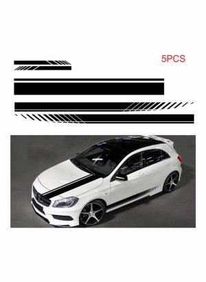 Tools & Accessories |   5-Piece Universal Black Car Racing Body Side Stripe Decal Sticker Car Accessories Tools & Accessories