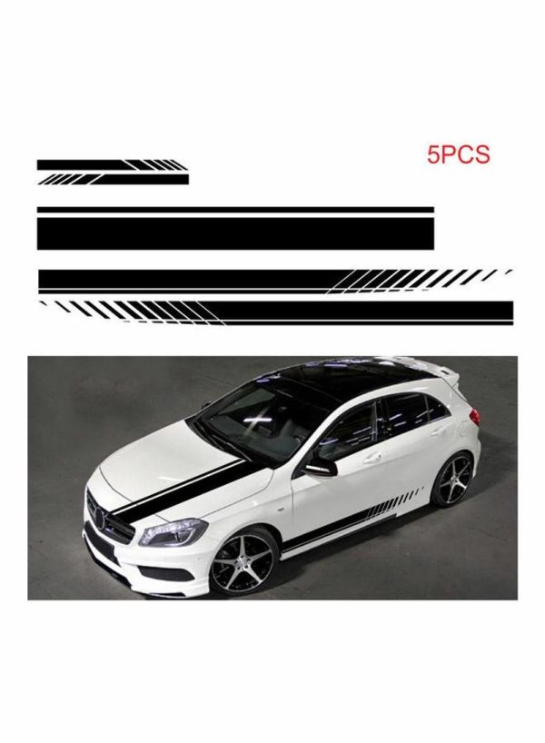 Tools & Accessories |   5-Piece Universal Car Racing Body Side Stripe Skirt Roof Hood Decal Sticker Car Accessories Tools & Accessories