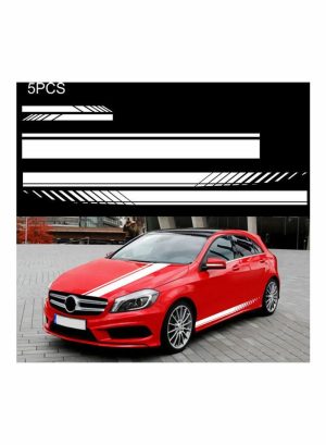 Tools & Accessories |   5-Piece Universal Racing Car Body Side Stripe Skirt Roof Hood Stickers Car Accessories Tools & Accessories