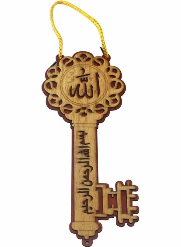 Tools & Accessories |   Creative Wooden Eid Mubarak Hanging Pendant Ornament Craft Muslim Home Car Ramadan Car Key Shape Wooden Pendant Multicolour Free Car Accessories Tools & Accessories