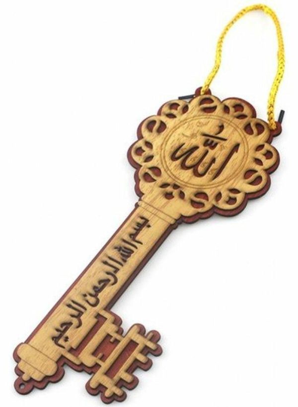 Tools & Accessories |   Creative Wooden Eid Mubarak Hanging Pendant Ornament Craft Muslim Home Car Ramadan Car Key Shape Wooden Pendant Multicolour Free Car Accessories Tools & Accessories