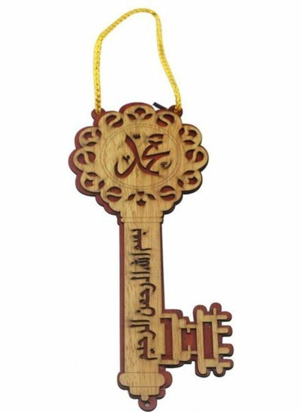 Tools & Accessories |   Creative Wooden Eid Mubarak Hanging Pendant Ornament Craft Muslim Home Car Ramadan Car Key Shape Wooden Pendant Multicolour Free Car Accessories Tools & Accessories