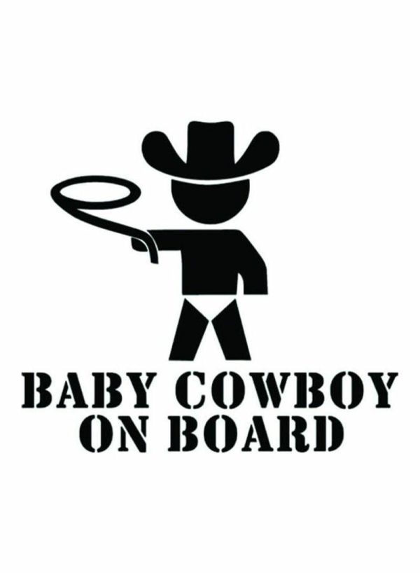 Tools & Accessories |   E141 Baby Cowboy On Board Car Sticker 15X15 Cm Black/White Car Accessories Tools & Accessories