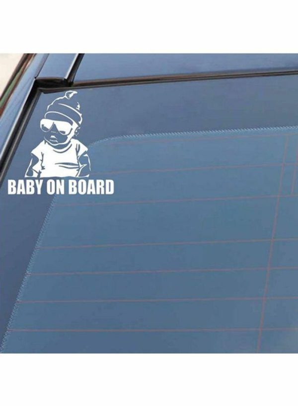 Tools & Accessories |   Sunglasses Wearing Child On Baby Board Warning Car Sticker Car Accessories Tools & Accessories